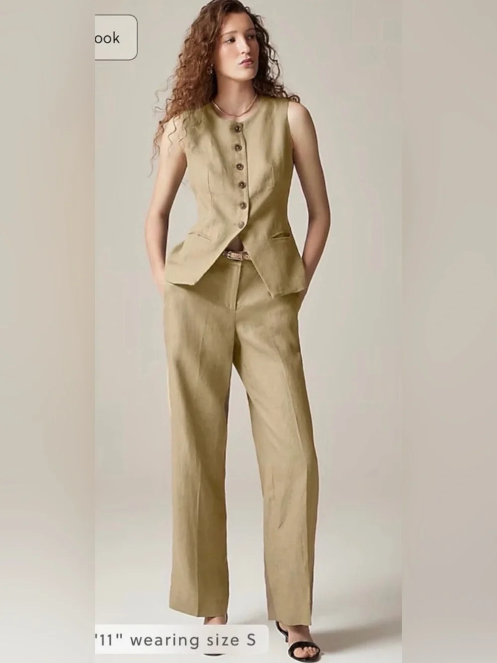 J.Crew Harbor pant in linen in dusty fatigue